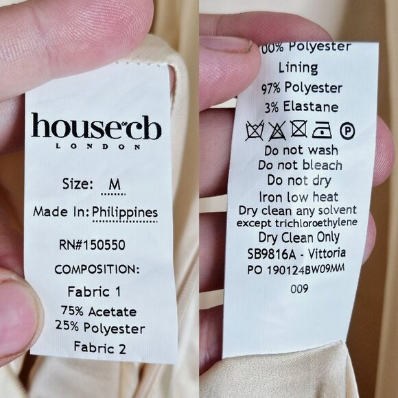 House of CB Vittoria Maxi Gown Champagne Ivory Chiffon Satin Floor Length Size M - Picture 11 of 16